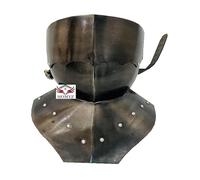 HOMYZ Medieval Knight Gorget with Foldable Antique Black Gothic Gorget Armor, Neck Guard 16th Century Functional Steel Neck Protect Costume