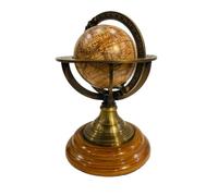 HOMYZ Nautical Antique Brass Globe Tabletop Functional Rotatable Armillary Sphere World Map Globe Astrolabe Office Decor