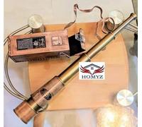 HOMYZ Vintage Kelvin & Hughes London 1917 Brass Telescope Beautiful Leather Box Spyglass Scope Telescope Gift for dad, for husband, Boating gift