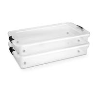 Homz 2 x Underbed Storage Box Durable Clear Base with Easy Grip Handles and Sliding Wheels