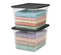 Homz Clear Storage Bin, Plastic Resin, Gray Lid, 56 QT (2 Pack)