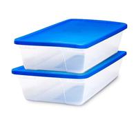 Homz Clear Storage Bin with Lid, Plastic Resin, Blue, Large-41 Quart