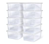 Homz Clear Storage Bin with Lid, Plastic Resin, White, X Small-6 Quart