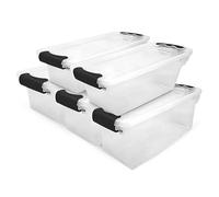 Homz Latching Clear Storage, Plastic Resin, Gray, 7.5 QT (5 Pack)