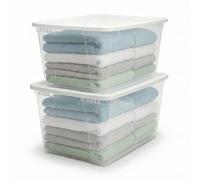 Homz Snaplock Clear Storage Bin with Lid, X Large-56 Quart, White, 2 Count