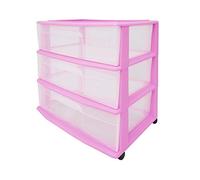 Homz Wide Plastic Storage 3 Drawer Cart, Purple