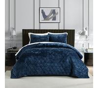 Homzard Luxury Velvet Queen Comforter Set, Navy Queen Size Comforter Sets,Blue Queen Quilt Bedding Set, Luxurious Plush Bedspreaqd Sets,Soft Lightweight Comforter for All Season