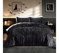 Homzard Velvet Quilt Set Queen Size, Black Velvet Comforter Set, Bedspread Coverlet Quilted Bedding Set,for All Season