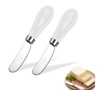 Homzixt 2Pack Ceramic Handle Stainless Steel Butter Knife, Dishwasher Safe | Butter Spreader Knife Set for Kitchen, Cold Butter, Jam, Soft & Hard Cheese (white)