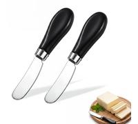 Homzixt 2Pack Ceramic Handle Stainless Steel Butter Knife, Dishwasher Safe | Butter Spreader Knife Set for Kitchen, Cold Butter, Jam, Soft & Hard Cheese (black)
