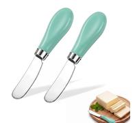 Homzixt 2Pack Ceramic Handle Stainless Steel Butter Knife, Dishwasher Safe | Butter Spreader Knife Set for Kitchen, Cold Butter, Jam, Soft & Hard Cheese (blue)
