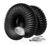 Hon&Guan 100 mm Aluminium PVC Air Ducting 2.5m 4 Inch Ventilation Vent Hose Pipe for Extractor Fan, Hydroponics (ø100mm*2.5m, Black)