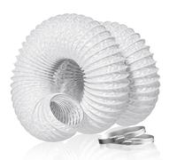 Hon&Guan 100 mm Aluminium PVC Flexible Air Ducting 2.5m 4 Inch Ventilation Vent Hose Pipe for Tumble Dryer, Extractor Fan, Cooker Hood (ø100mm*2.5m, White)