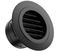 Hon&Guan 100 mm Round Louvred Air Vents Grille with Flyscreen, No Drilling | 4 Inch, ABS, Black, for Interior Exterior wall Ceiling