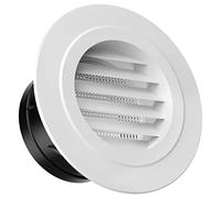 Hon&Guan 100 mm Round Louvred Air Vents Grille with Flyscreen, No Drilling | 4 Inch, ABS, White, for Interior Exterior wall Ceiling