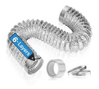 Hon&Guan 100mm Aluminum Flexible Ducting Vent Hose 6 Layer Thickened, Hardened Edge Design Exhaust Hose, Heat-Resistant Aluminum Duct Pipe Length 2.4m for Cooker Hood, Tumble Dryer, Duct Fan, Kitchen