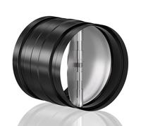 Hon&Guan 100mm Duct Connector with Backdraught Shutter 4 Inch Ducting Pipe Connector with Backdraft Damper Flap, Rubber Gasket, One-Way Airflow, Black Galvanized Steel