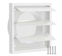 Hon&Guan 100mm Gravity Grille Air Vent for External Wall with Insect Screen | 4 Inch White Weatherproof Louvered Vent with Backdraught Shutter Flap for Tumble Dryer, Bathroom, Kitchen - 142 x 142mm