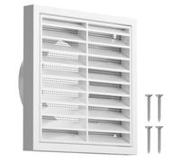 Hon&Guan 100mm White Louvred Wall Vent Grille 4 Inch External Air Vent Cover with Flyscreen for Tumble Dryer, Extractor Fan, Garage, Bathroom, Kitchen, Exterior Walls, Attic