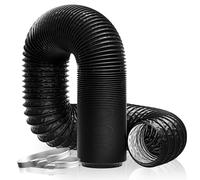 Hon&Guan 150 mm / 6 Inch Aluminium PVC Ventilation Air Ducting 5m Flexible Vent Hose Pipe for Extractor Fan, Hydroponics(ø150mm*5m,Black)
