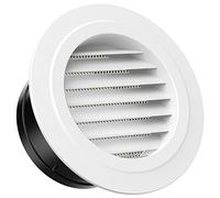Hon&Guan 150 mm Round Louvred Air Vents Grille with Flyscreen, No Drilling | 6 Inch, ABS, White, for Interior Exterior wall Ceiling