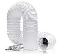 Hon&Guan 150mm / 6 inch Aluminium PVC Ventilation Air Ducting 5m Flexible Vent Hose Pipe for Extractor Fan, Tumble Dryer, Grow Tent and Heater