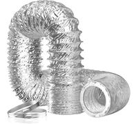 Hon&Guan 150mm / 6 Inch Flexible Aluminium Foil Ventilation Ducting, 2m Extendable Heating & Vent Hose for Tumble Dryer, Grow Tent and Heater