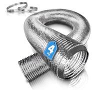 Hon&Guan 150mm Aluminum Flexible Vent Ducting with 2 Clamps, Air Conditioner Hose Exhaust 6 inch for Portable AC, Tumble Dryer, Cooker Hood, Extractor Fan (150mm X 3m, Silver)