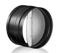 Hon&Guan 150mm Duct Connector with Backdraught Shutter 6 Inch Ducting Pipe Connector with Backdraft Damper Flap, Rubber Gasket, One-Way Airflow, Black Galvanized Steel