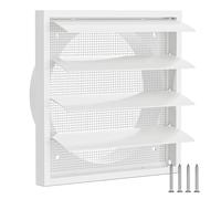 Hon&Guan 150mm Gravity Grille Air Vent for External Wall with Insect Screen | 6 Inch White Weatherproof Louvered Vent with Backdraught Shutter Flap for Tumble Dryer, Bathroom, Kitchen - 175 x 175mm