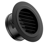 Hon&Guan 150mm Round Louvred Air Vents for Wall, 6 Inch Ceiling Vent Cover Grille with Flyscreen Mesh for Shed, Duct, Tumble Dryer, Extractor - Black