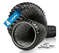 Hon&Guan 4-Layer Thickened 125mm / 5 Inch Flexible Aluminium Foil Ventilation Ducting, 2m Extendable Heating & Vent Hose for Tumble Dryer, Grow Tent and Heater
