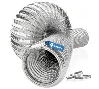 Hon&Guan 4-Layer Thickened 150mm / 6 Inch Flexible Aluminium Foil Ventilation Ducting, 2m Extendable Heating & Vent Hose for Tumble Dryer, Grow Tent and Heater