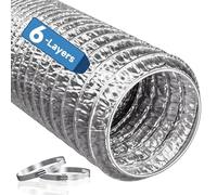 Hon&Guan 6-Layer Thickened 100mm / 4 Inch Flexible Aluminium Foil Ventilation Ducting, 2m Extendable Heating & Vent Hose for Tumble Dryer, Grow Tent and Heater