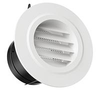 Hon&Guan 75 mm Round Louvred Air Vents Grille with Flyscreen, No Drilling | 3 Inch, ABS, White, for Interior Exterior wall Ceiling
