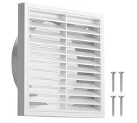 Hon&Guan Weatherproof Louvred Wall Vent Grille with Insect Screen 150mm-White