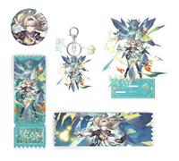 Hon Kai Star Rail Figure Fireflys Merch 4 Pieces | Fireflys Keychain Badge Ticket Stand Set | Fireflys Cosplay Keyring Pins | Cool Desk Decorations