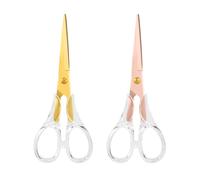 Honagu Acrylic Scissors 2 Pack 6.5 Inch Multi-Purpose Stainless Steel Sharp Safe Paper and Tissue Scissors for School, Office, Home, Sewing and Crafts (Rose Gold+Gold)