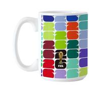 HONAV 2026 FIFA World Cup 15 oz Ceramic Coffee Mug - Bold Colorful Repeating FIFA Design, Ergonomic Handle & Microwave Safe - Great Gift for Soccer Fans