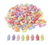 Honbay 100g (Approx.200pcs) Cute Acrylic Beads Mini Koi Fish Goldfish Beads Candy Colors Spacer Beads Loose Beads with Hole for Jewelry Making and DIY Craft Accessories