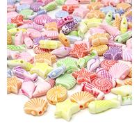 Honbay 100g (Approx.300pcs) Cute Acrylic Beads Mini Shell Fish Starfish Beads Marine Life Beads Candy Colors Spacer Beads Loose Beads for Jewelry Making and DIY Craft Accessories