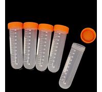 Honbay 10PCS 50ml Plastic Centrifuge Tube Laboratory Tube - Orange Screw Cap, Round Bottom, Graduated Marks