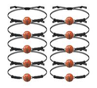 Honbay 10PCS Adjustable Braided Rope Basketball Charms Bracelets Enamel Alloy Basketball Woven Cord Bracelets Inspirational Sports Ball Bracelets for Sport Team Sports Party Favors (B)