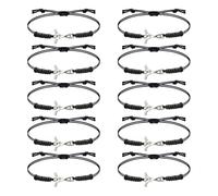 Honbay 10PCS Alloy Ice Hockey Bracelets Adjustable Braided Rope Field Hockey Charm Bracelets Sports Ball Hockey Bracelet for Women Men Sport Team Players Coaches Fans