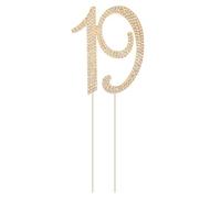 Honbay 1PCS 19 Birthday Cake Topper Sparkly Bling Alloy Crystal Rhinestones Cake Topper Cake Decoration for 19th Birthday or Anniversary Party