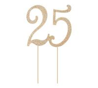 Honbay 1PCS 25 Birthday Cake Topper Sparkly Bling Alloy Crystal Rhinestones Cake Topper Cake Decoration for 25th Birthday or Anniversary Party