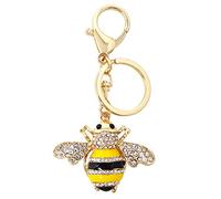 Honbay 1PCS Rhinestone Little Bee Keychain Bumble Bee Sparkling Keyring Animal Key Chain Decor in A Box for Bag Purse Wallet