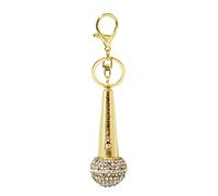 Honbay 1PCS Rhinestone Microphone Keychain Sparkling Music Voice Bag Keyring Musically Key Chain Decor in A Box for Bag Purse Wallet Handbags Backpack, Gold, 154mm/6.06inch