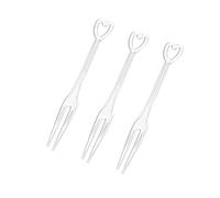 Honbay 200PCS Transparent White Disposable Fruit Forks Dessert Forks Cake Forks Appetizer Forks Plastic Cocktail Picks Sticks Cute Heart Shaped Food Picks