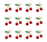 Honbay 20PCS Rhinestone Cherry Charms Pendant Gold Plated Red Cherry Dangle Charms Fruit Charms for Bracelets Earrings Necklace Jewelry Making, Rhinestone, Rhinestone